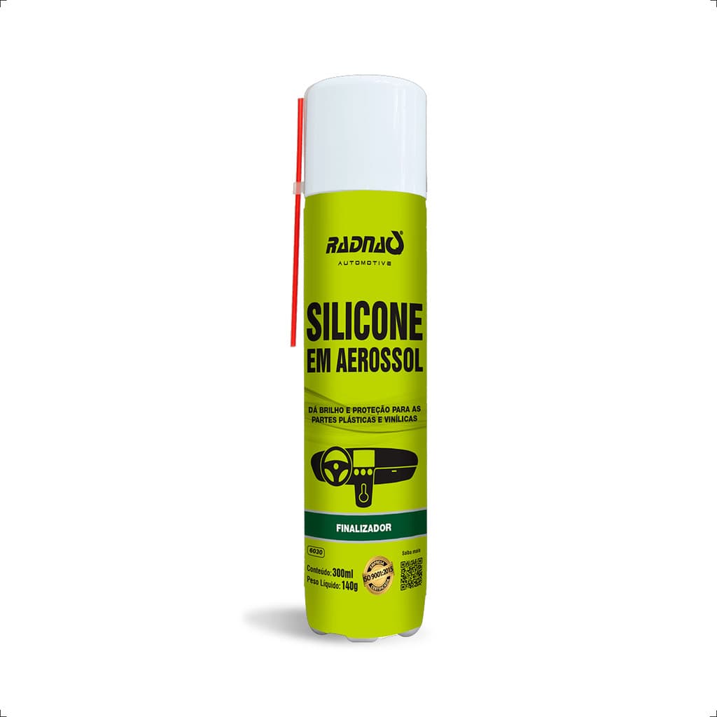 Silicone em Spray 300ml 140g Radnaq Perfumado Automotivo p/ Couro Borracha Plástico Finalizador