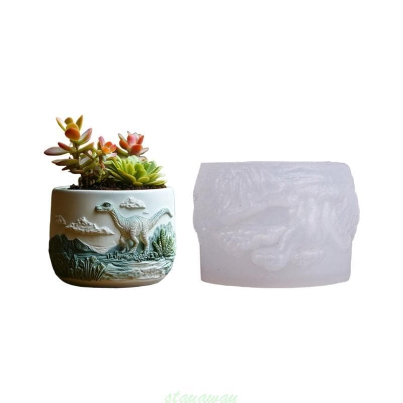 Molde Silicone Forma Dinossauro SRA Para Presentes Vasos Concreto Resina