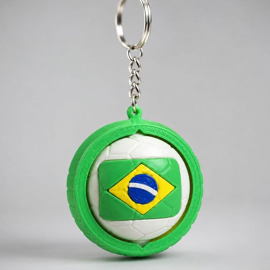 Chaveiro Rotativo Brasil Articulado Colorido Fidget Anti Estresse Copa Futebol Luxo Copa