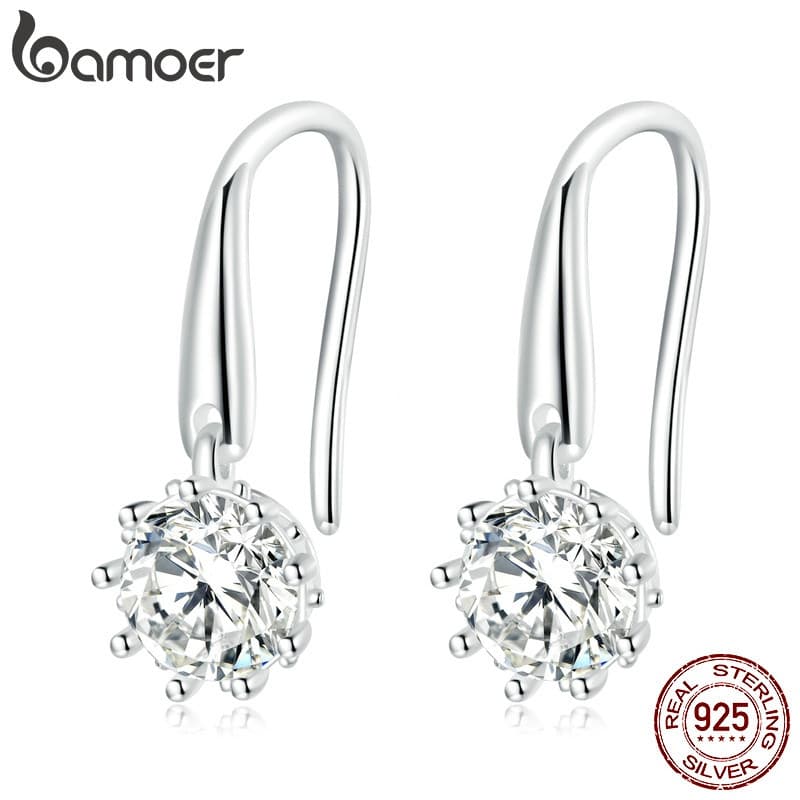 Bamoer 1 Par De Brincos De Prata 925 Versáteis Simples/Joias/Presentes Para Mulheres/Meninas