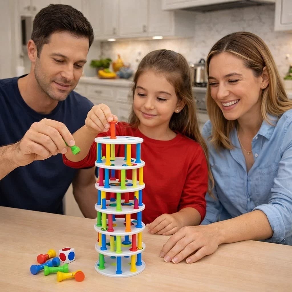 Jogo Blocos Madeira Torre Estratégia Desafio Família Amigos Criança Diversão Equilíbrio Raciocínio
