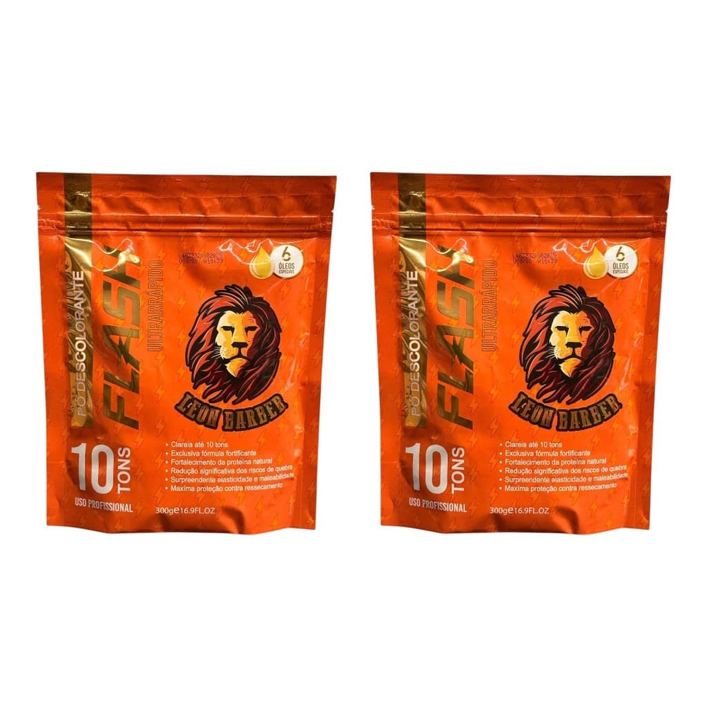 KIT Pó Descolorante FLASH Ultrarrápido 300G - Leon Barber (2 unidades)
