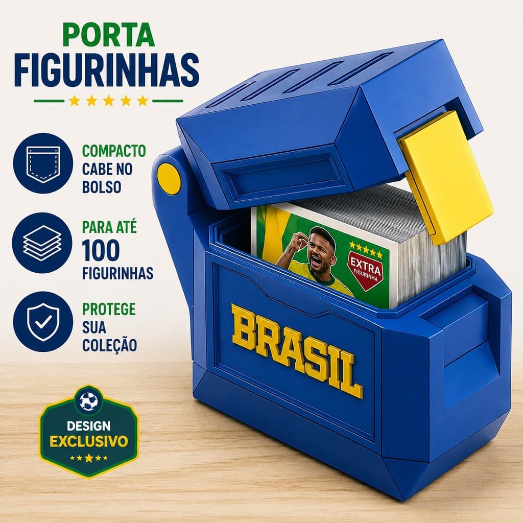 Porta Figurinhas Futebol 2026 Organizador Cards Álbum Copa Box Premium Colecionador Brasil