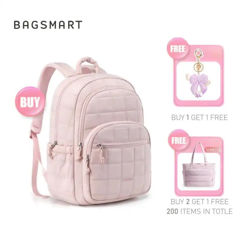 [Compre 2 e ganhe 1] BAGSMART, 15,6 polegadas, Mochila para laptop à prova d'água, com compartimento grande, Mochila esc