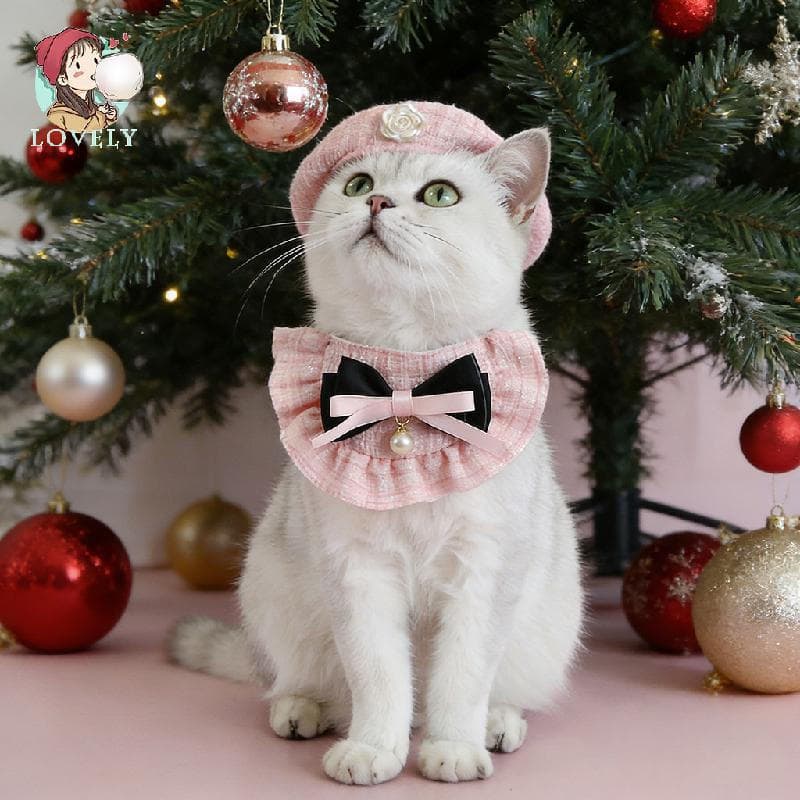 Boina De Gato , Chapéu Ajustável , Gola Fofa E Conjunto De Cachecol Perfeito Para Adereços De Fotos