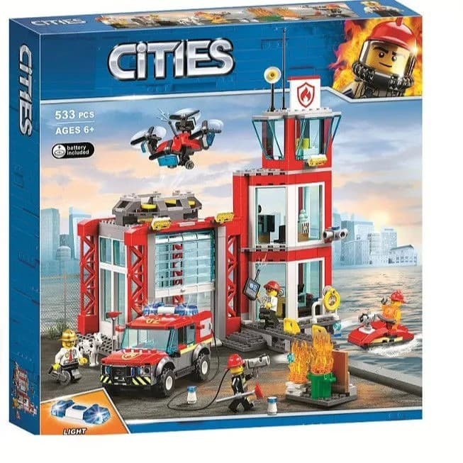 Compatível Com Fire Series City Truck Sede Meninos Montagem Educacional Bloco De Construção Brinquedo Presente