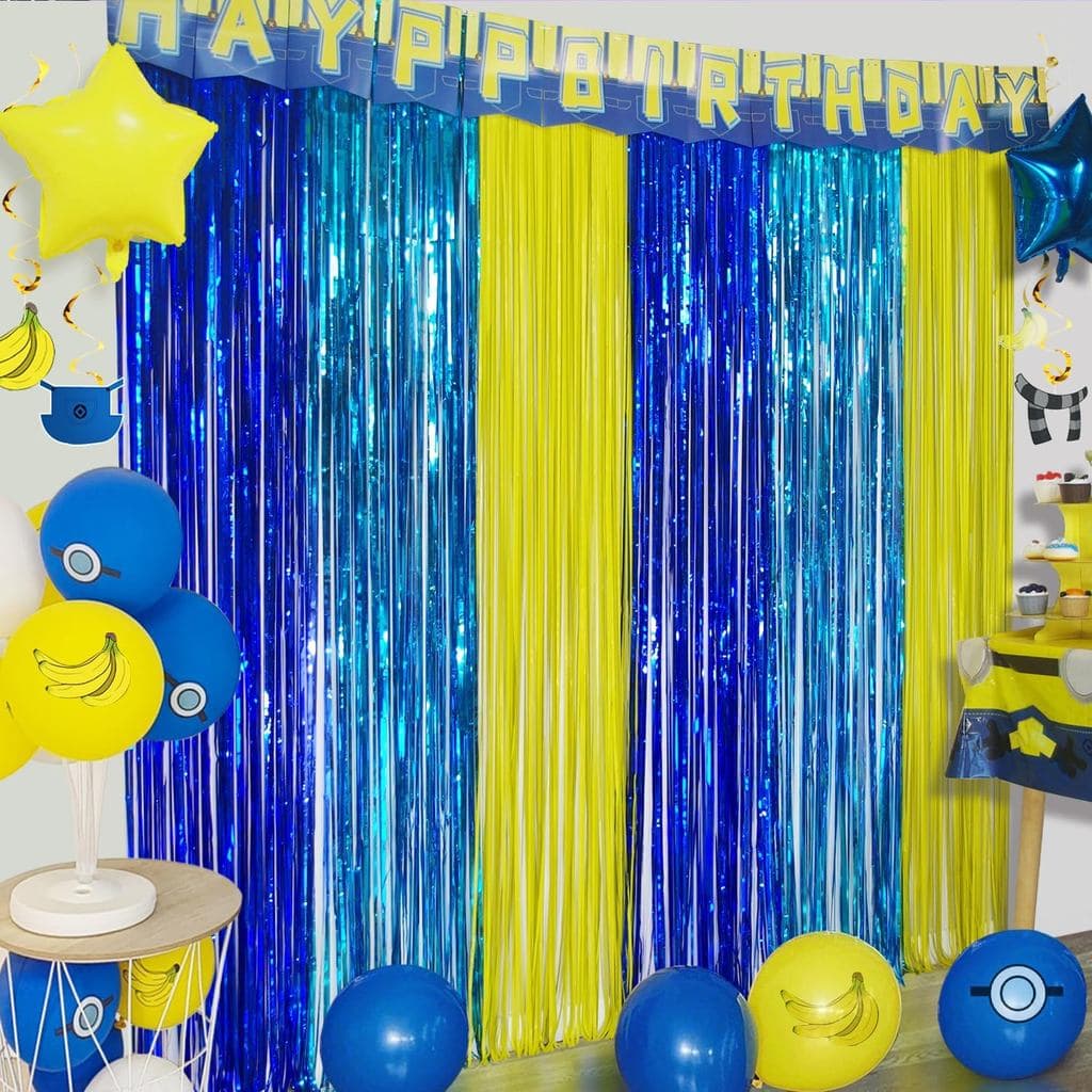 Decoração de Festa de Aniversário com Tema de Jeans Amarelos e Desenhos Animados, 4 Peças de Adereços para Cabine de Fot