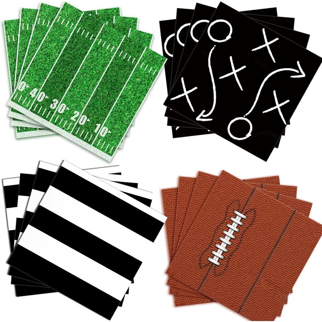 Pacote com 100 Guardanapos para Festa |   4 Designs, Guardanapos Esportivos, Artigos para Festas de Eventos Esportivos e