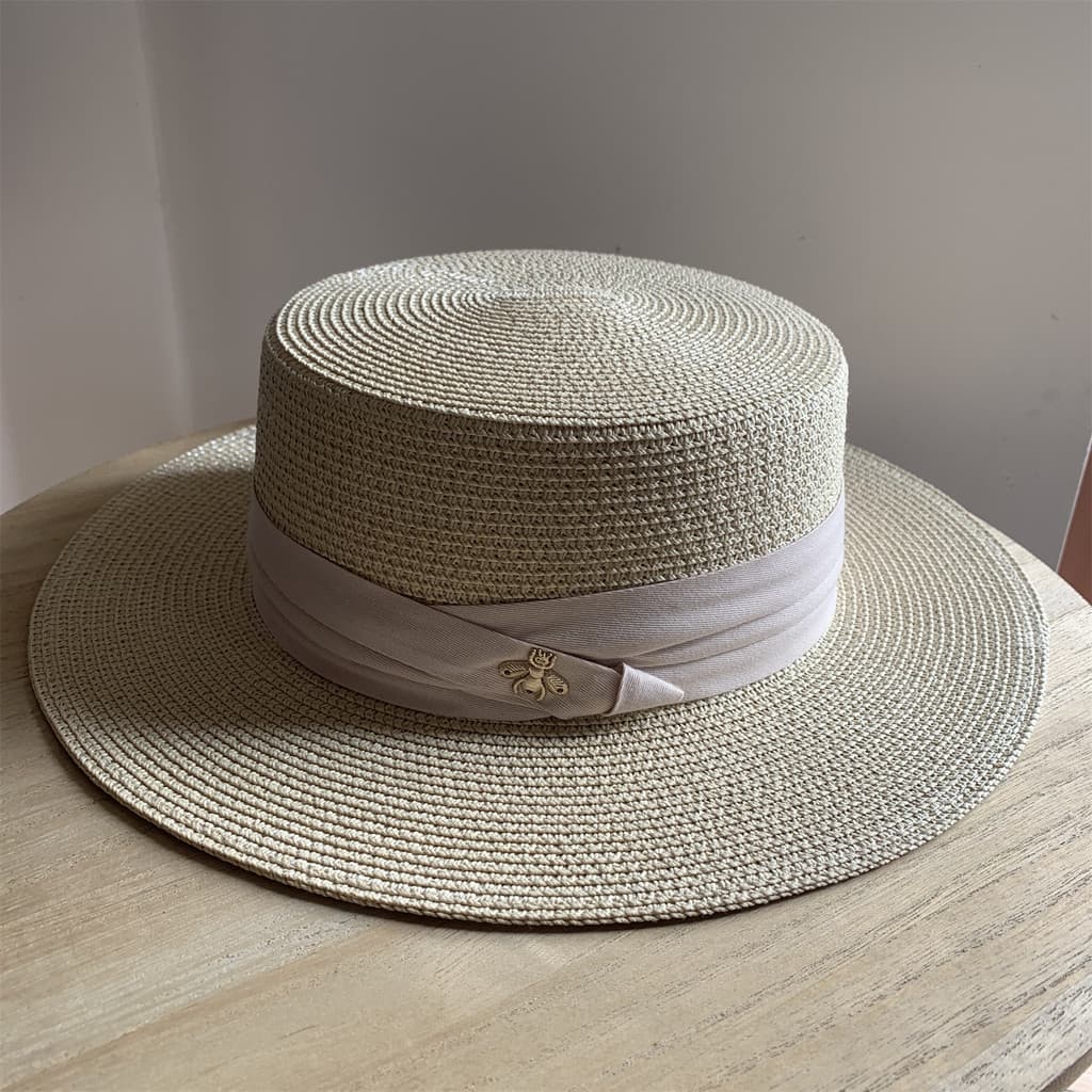 Pequena abelha chapéu de palha plana versão coreana verão chapéu britânico masculino feminino moda chapéu de sol chapéu