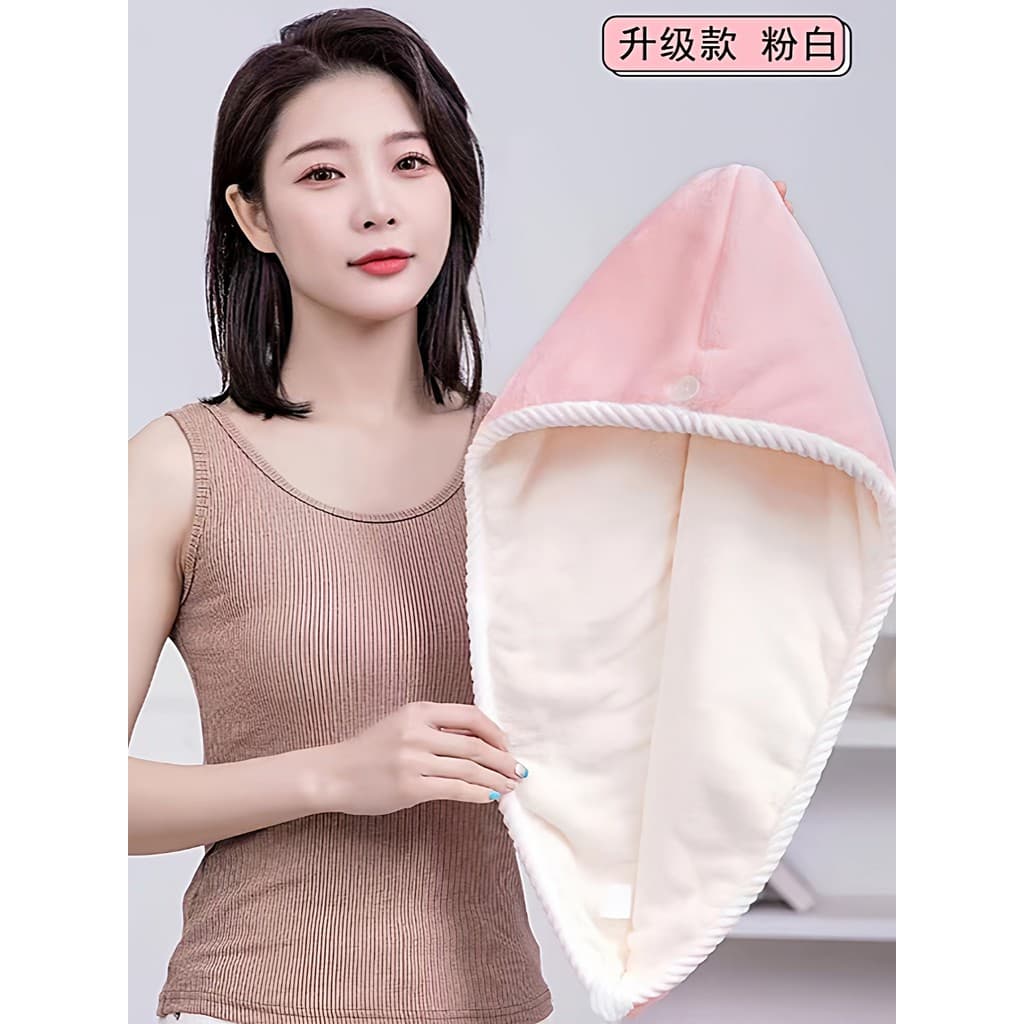 Touca de secagem de cabelo feminina absorvente dupla camada engrossado lenço Shampoo limpar cabelo Super toalha de secag