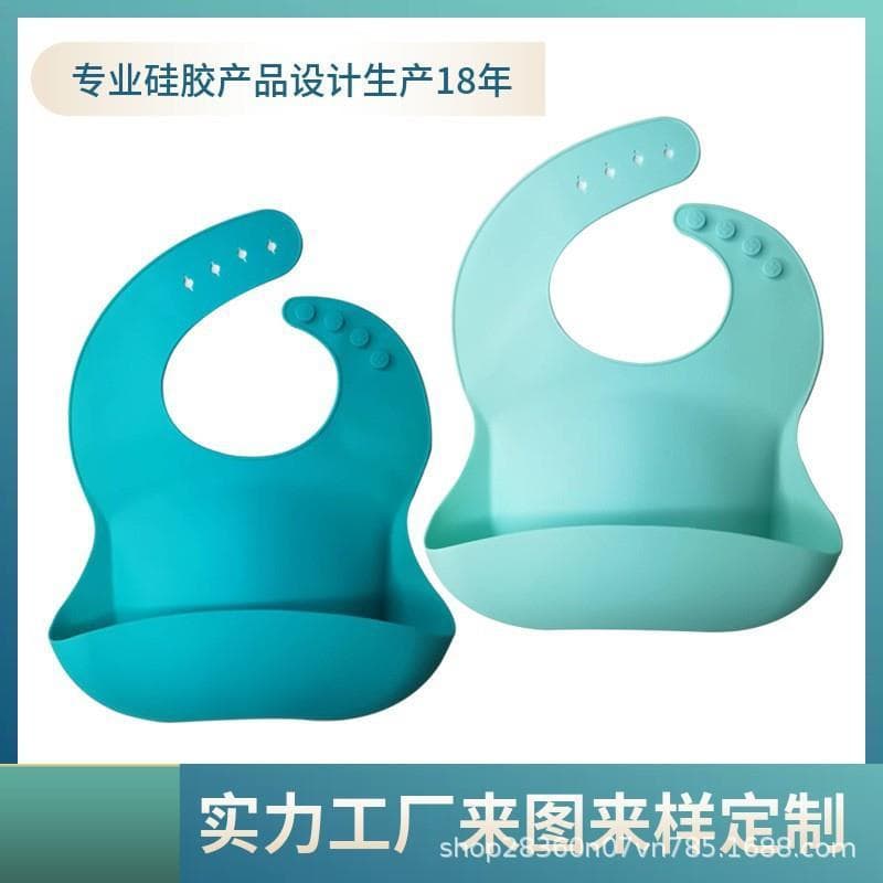 Babador de Silicone para bebês, babador à prova d'água para comer bolso para arroz de bebê, toalha de saliva, comida com