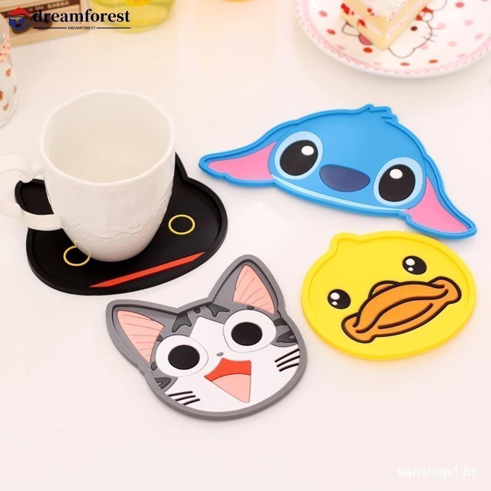 DREAMFOREST Silicone Mesa De Jantar Placemat Coaster Bonito Dos Desenhos Animados Copo Esteira Anti-Calor Deslizamento P
