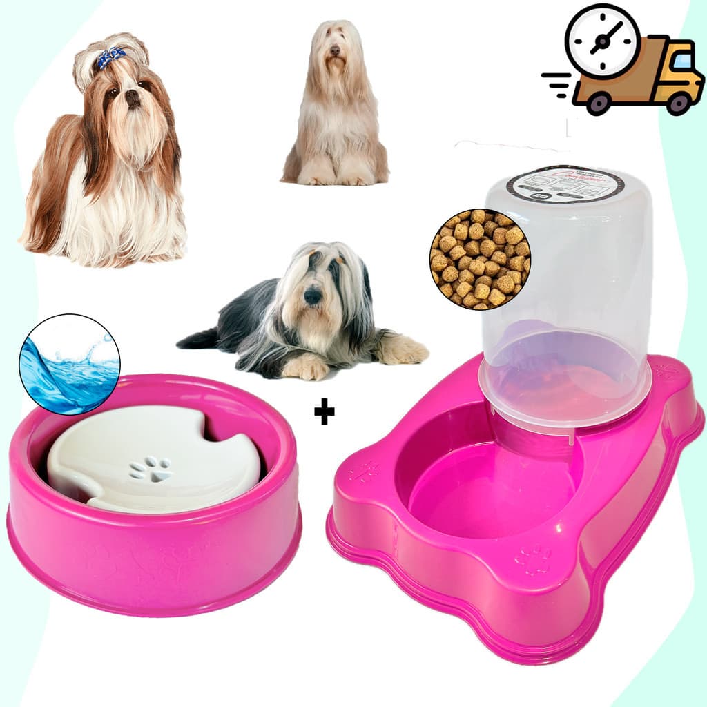 Comedouro Automático Alimentador Cachorro Gato 1,5 L Bebedouro Pelos Longos Bebedouro Pet