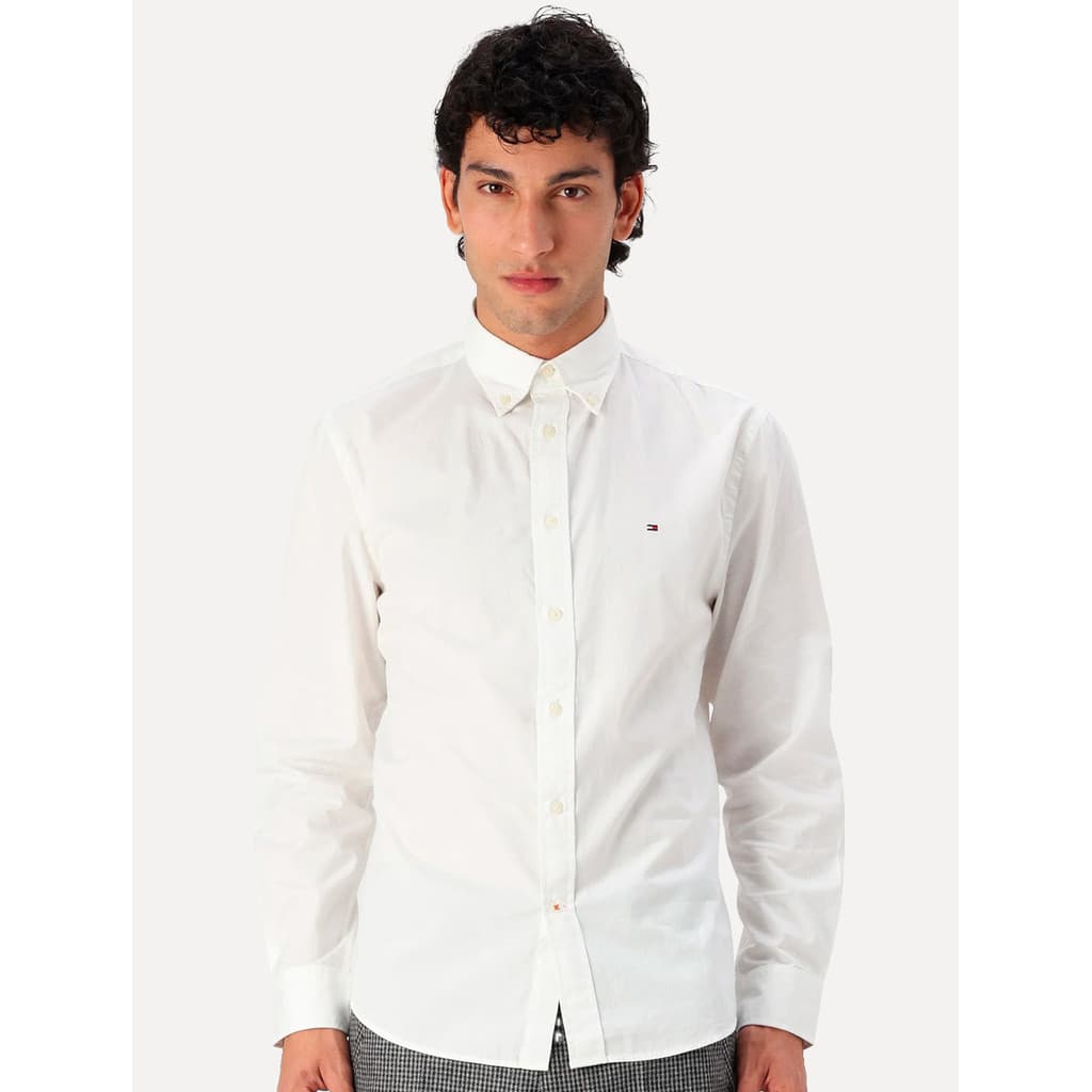 Camisa Tommy Hilfiger Original Masculina Regular Core Flex Poplin Branca