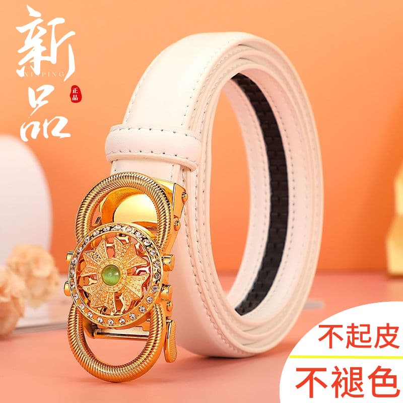 Novo produto senhoras cinto de couro genuíno moda versão coreana All-Match cinto feminino Jade decorativo Jeans High-End