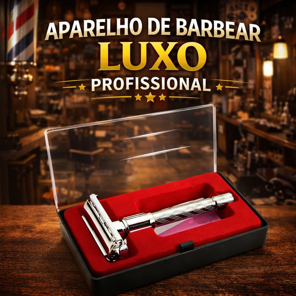 Aparelho de Barbear De Metal Retrô +5 Lâminas brinde Aparelho Barbeador Manual De Metal Estilo Retrô