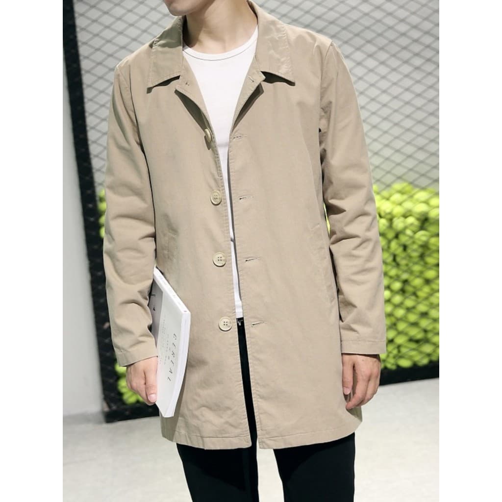 Blusão masculino de comprimento médio 2026 novo estilo primavera outono casaco versão coreana solto Casual High-End casa