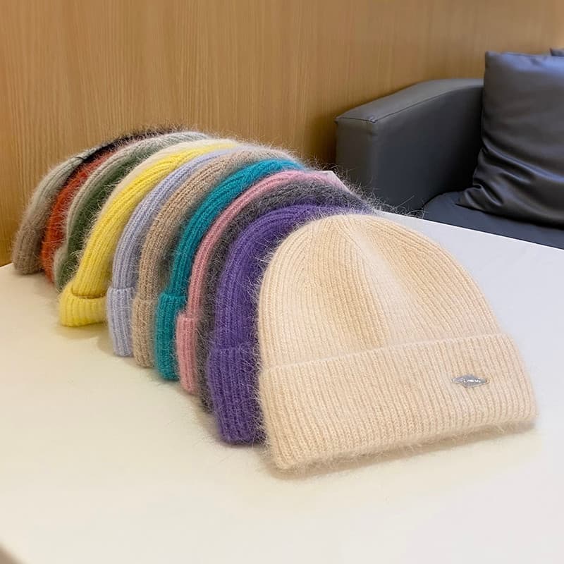 Outono inverno novo estilo chapéu de lã feminino ins doce cor malha proteção de orelha chapéu viagem All-Match quente pu