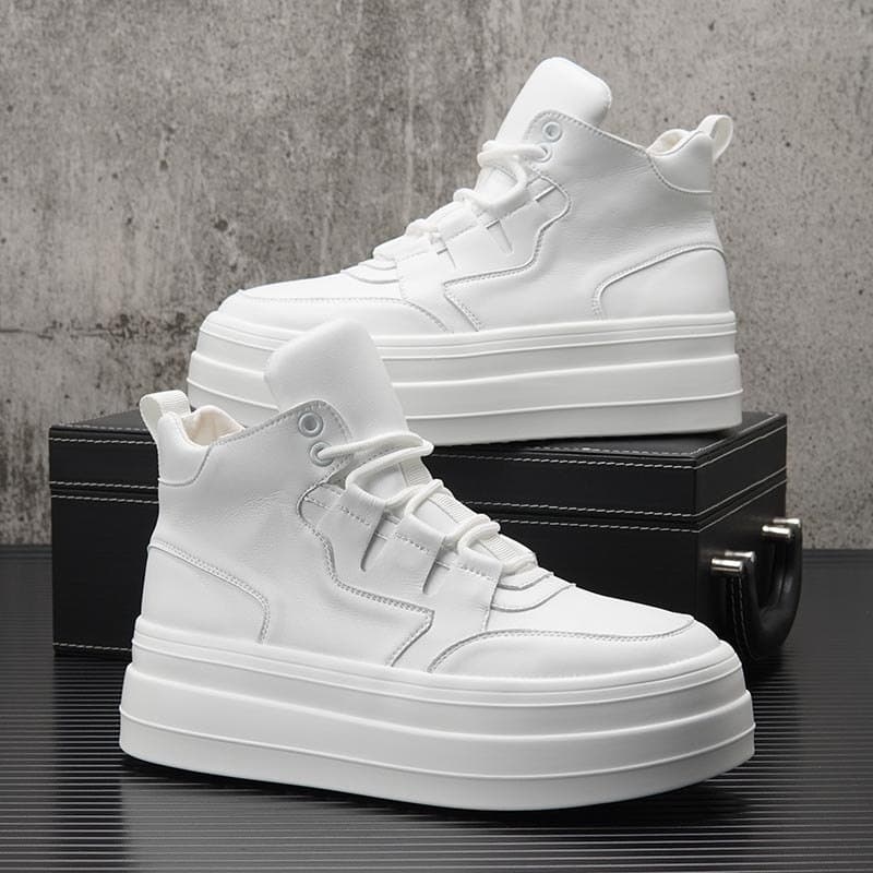 Sapatos masculinos de sola grossa de alta qualidade branco Casual na moda sapatos de plataforma de sola grossa 2026 novo