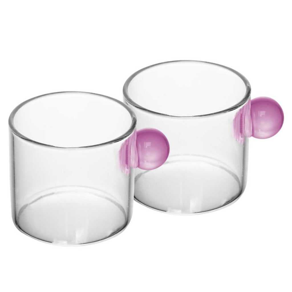 Conjunto 2 Xícara de Vidro de com Alça Esfera Rosa 95ml