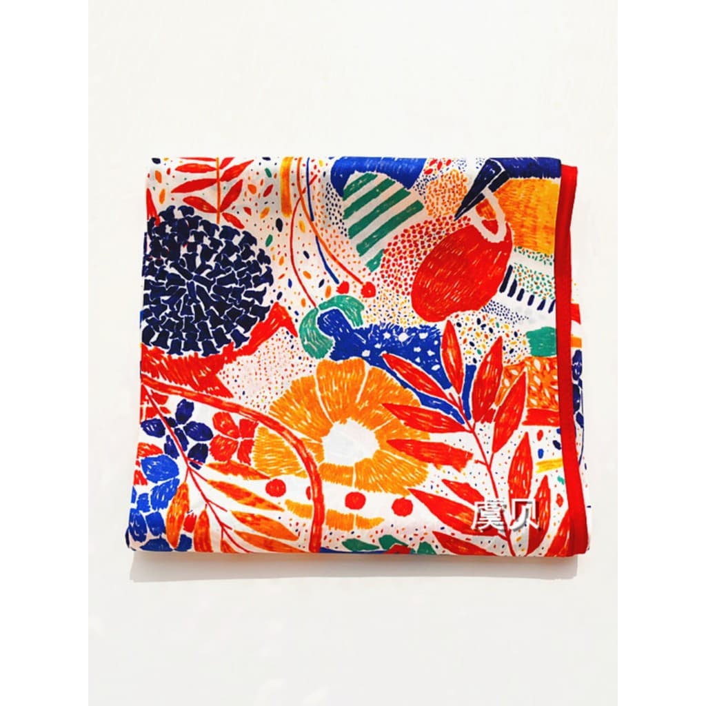 Flor colorida cor 90x90cm lenço de seda grande lenço quadrado feminino verão All-Match fino xale de seda amoreira lenço