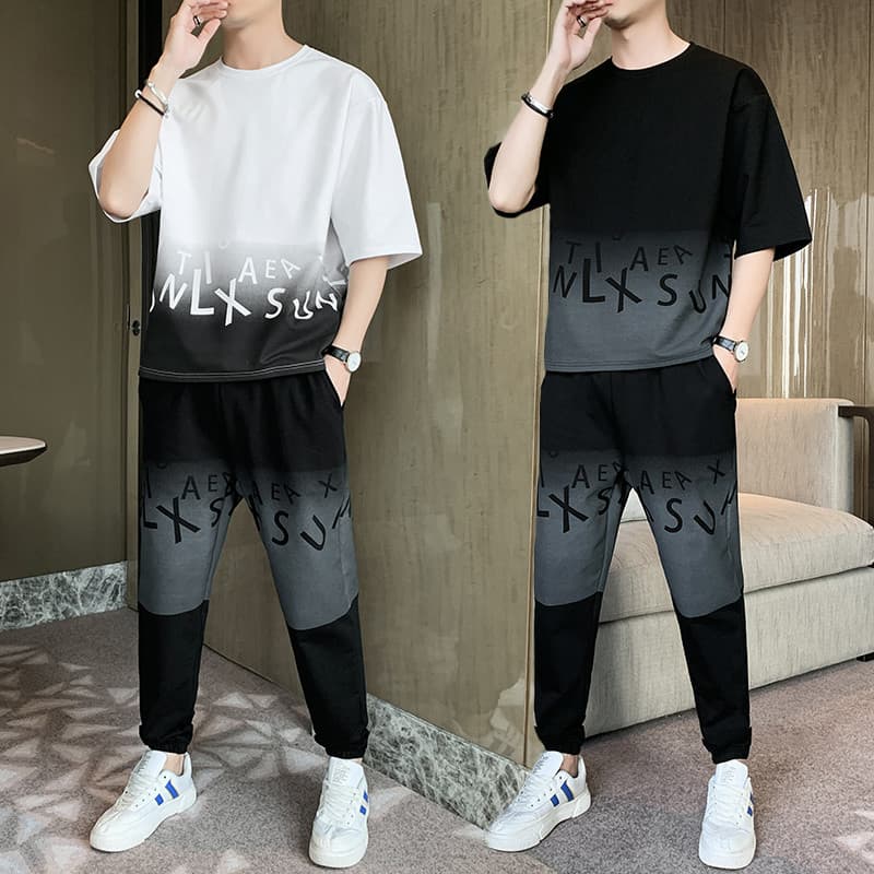 2026 verão novo estilo masculino de manga curta camiseta Casual terno versão coreana na moda meia manga roupas masculina