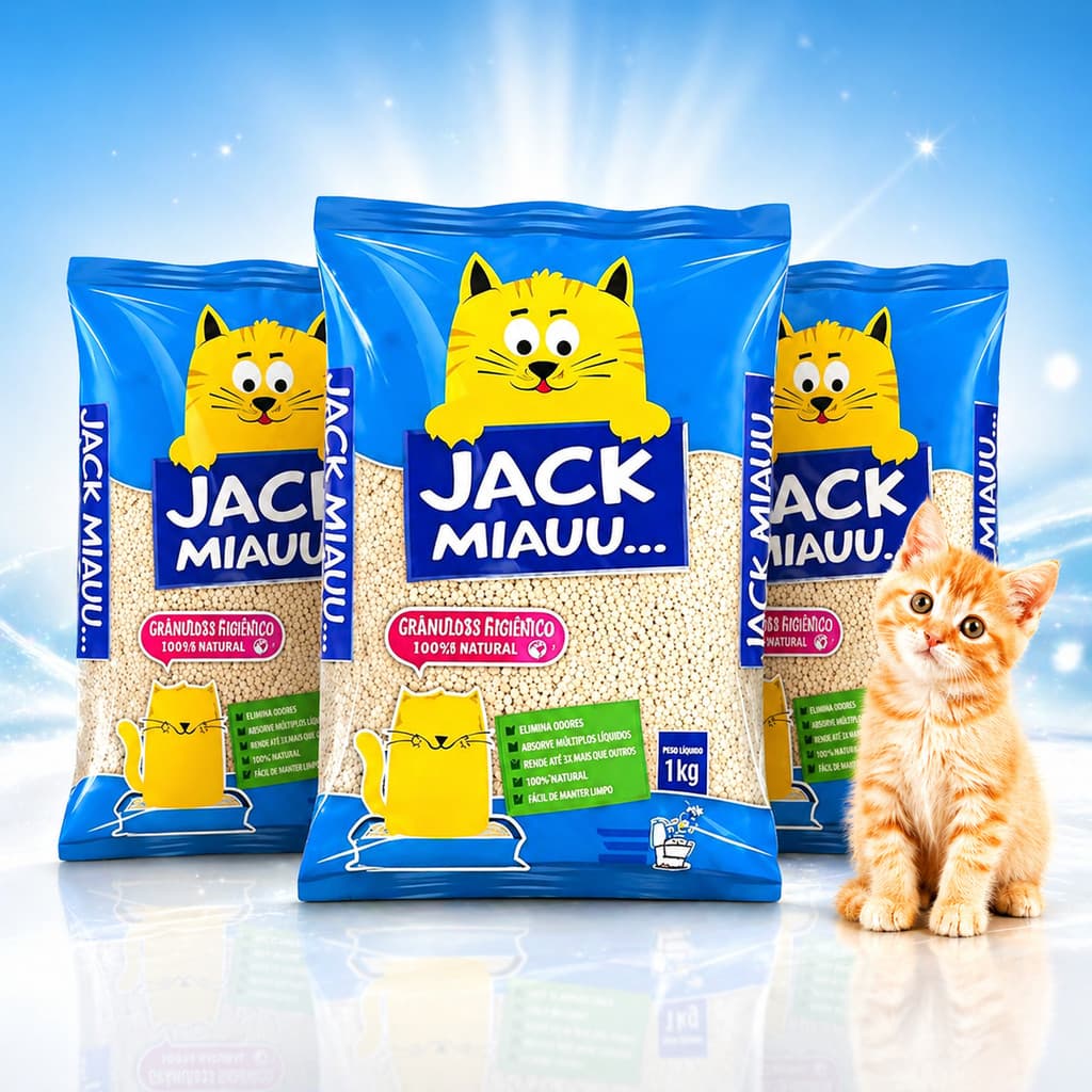 Kit Areia de Gatos Higiênica Biodegradável Mandioca 3kg Jack