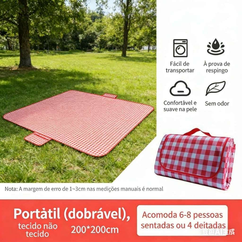 Tapete Bolsa 200X200cm Para Piquenique Prático Fácil Transporte Impermeavel,top casa1