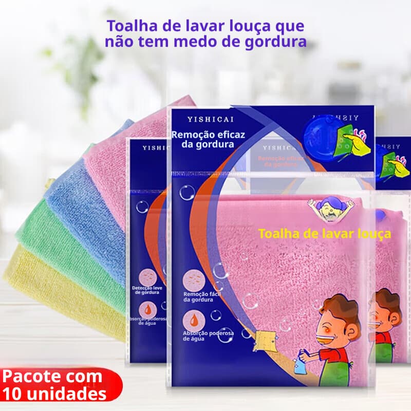 Toalha de prato pano de cozinha de fibra de madeira absorve água pano de limpeza macio engrossado