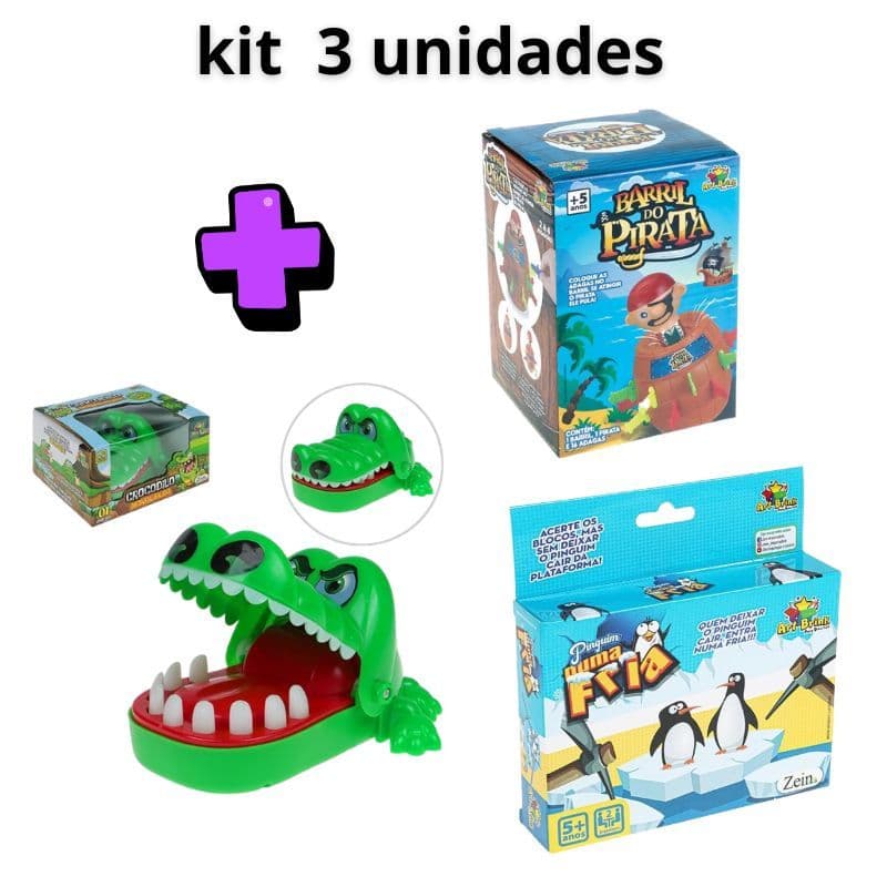 Crocodilo Pirata Pinguim Morde Dedo Pula Barril Quebra Gelo Jogos Infantis Brinquedos