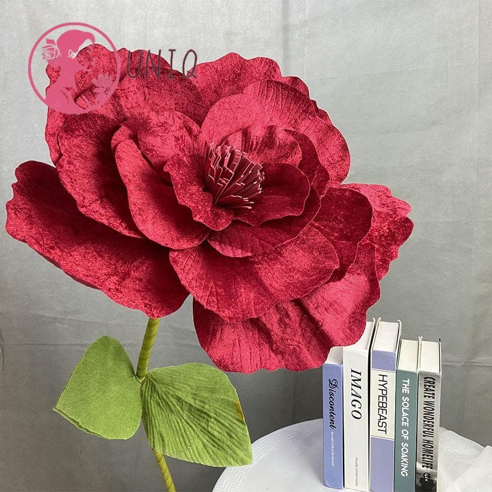 Flores De Peônia De Veludo De Simulação UNIQ , Flor Falsa Artificial Vermelha De 30/40/50cm , Cabeça De Rosa Gigante Par