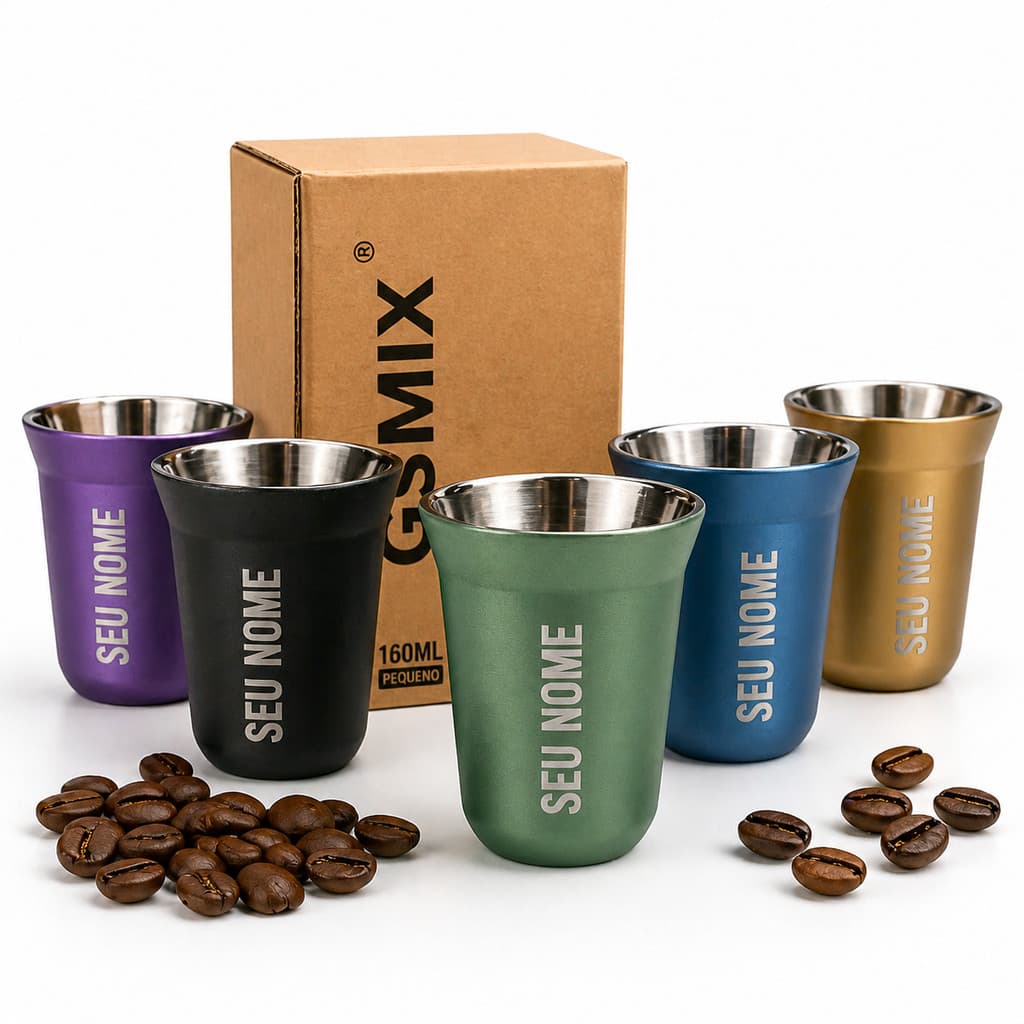 Mini Copo Térmico Inox Personalizado 160ml Para Café Espresso Brinde Empresarial Cafeteira Presente