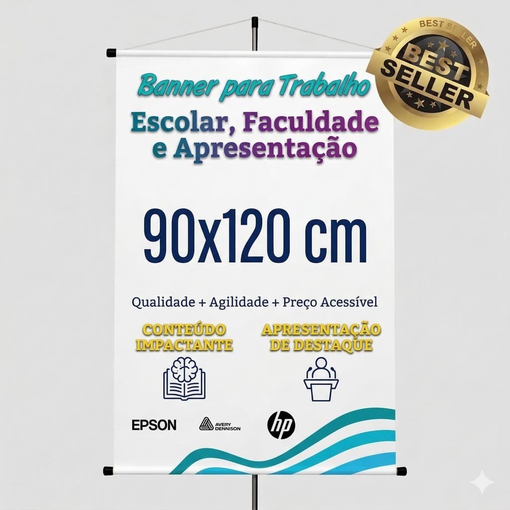 Banner Escolar 90 x 120 cm Lona  - ENVIE SUA ARTE - Impressão Digital de Alta Qualidade