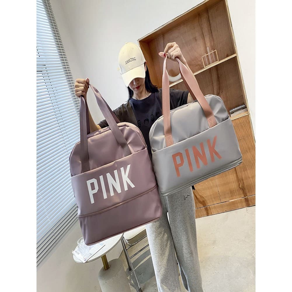 Bolsa de viagem feminina, grande capacidade, leve, à prova d'água, bolsa de ombro, portátil, esportiva, academia, viagem