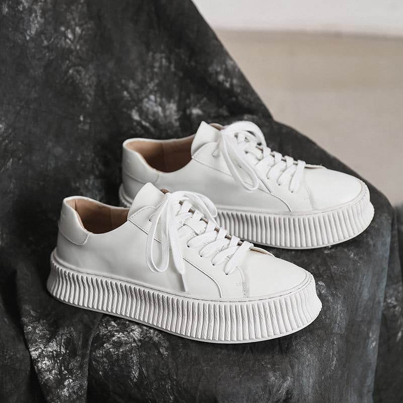 Sapatos masculinos de couro genuíno branco sapatos de rua primavera sapatos de plataforma branca de sola grossa tênis de
