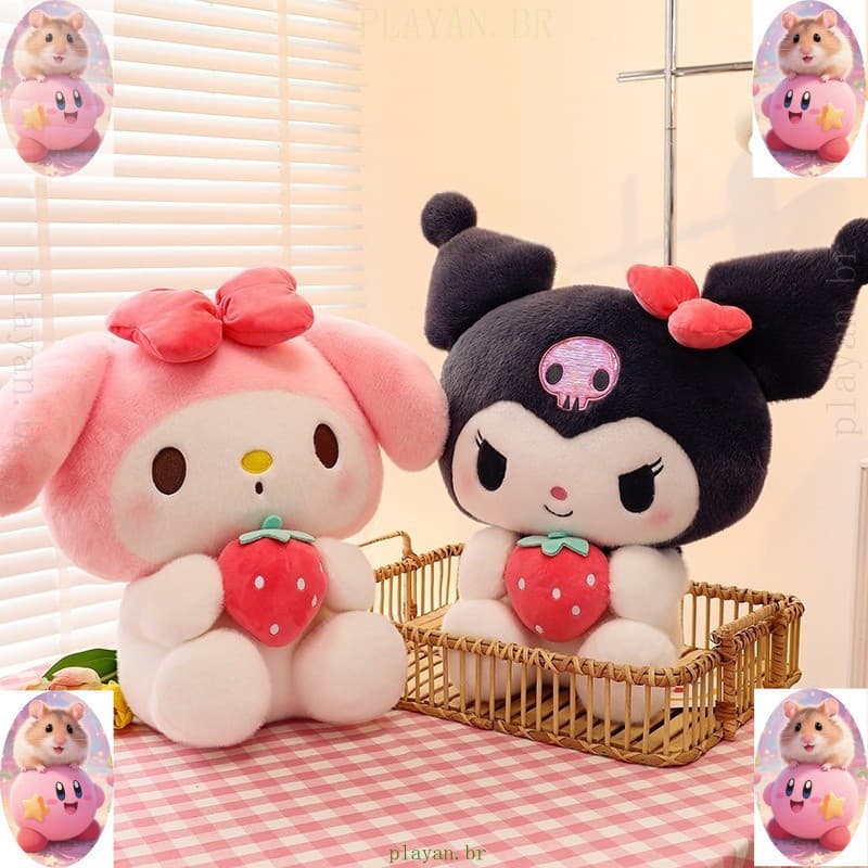 Boneca de Pelúcia Sanrio Kuromi My Melody Série Morango de 40cm