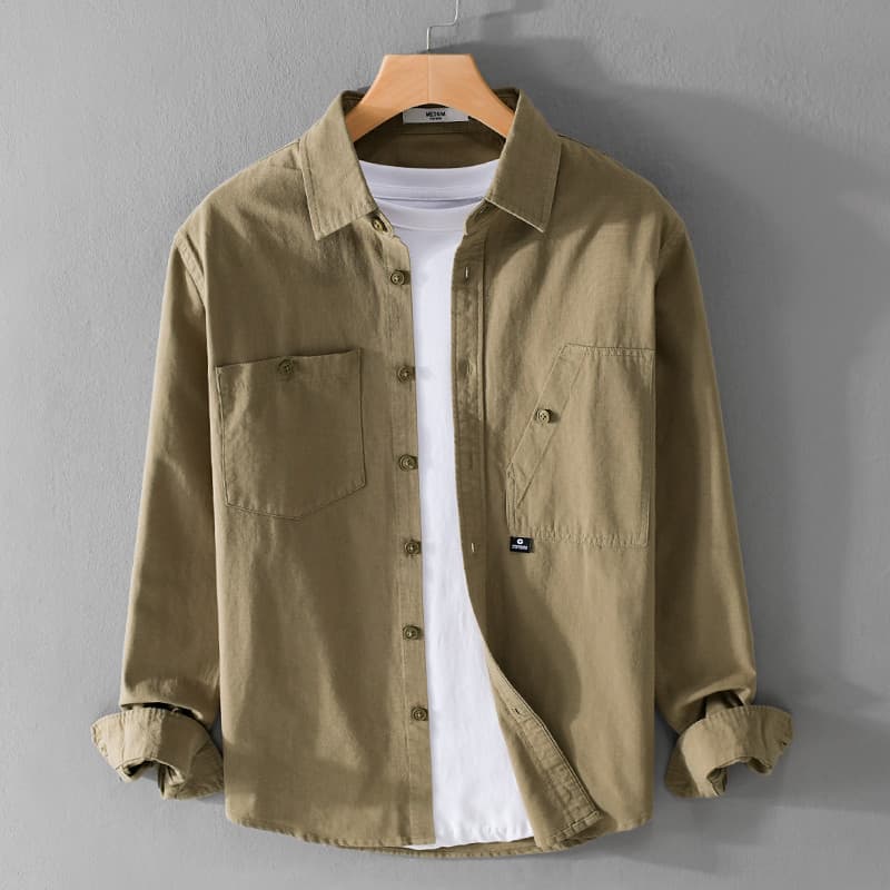 Renben primavera outono masculino Casual Workwear camisa de manga comprida masculina solta confortável algodão na moda c