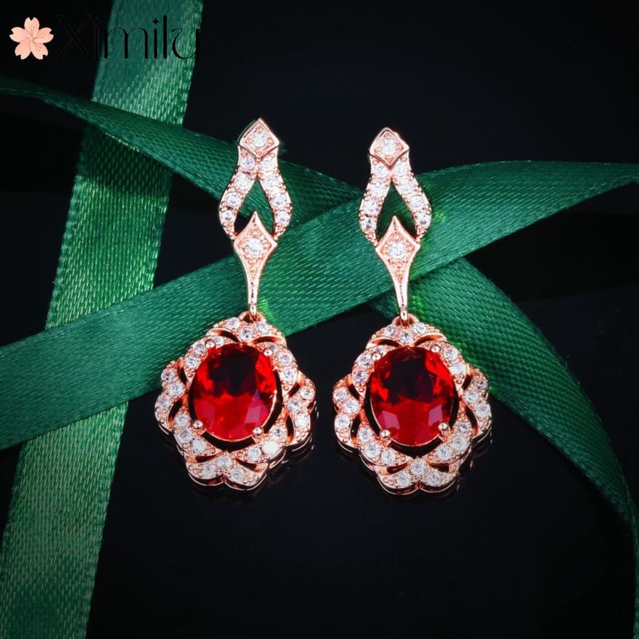 ❤ Proposta clássica confissão High-End brincos de rubi originais estilo longo meninas moda jóias
