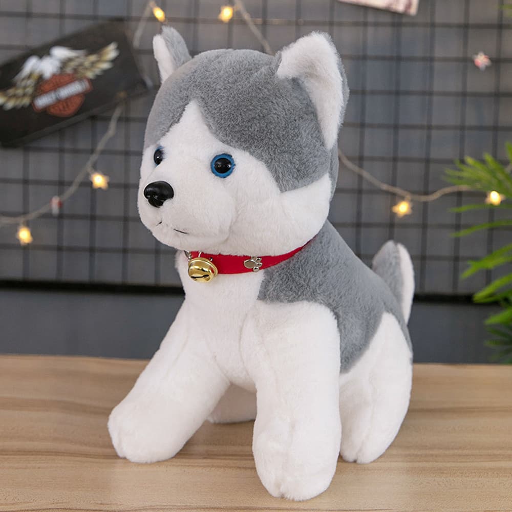 Novo Brinquedo De Pelúcia Simulado Husky Bell Dog Recheado