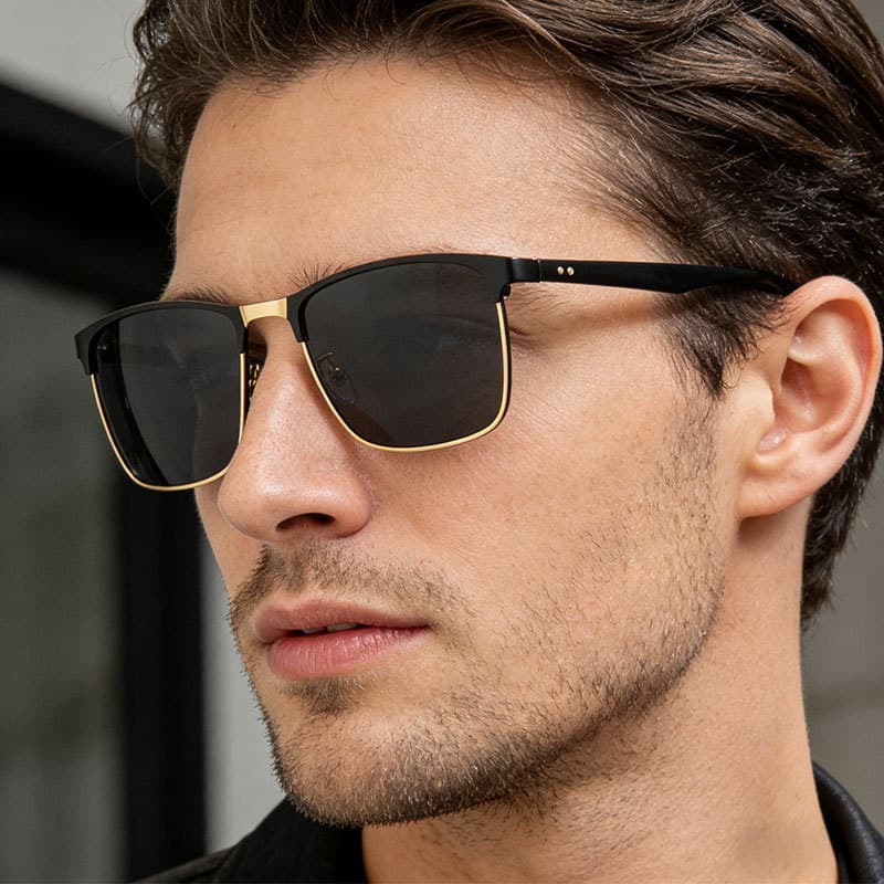 Nova moda Metal polarizado óculos de sol masculino High-End sentir único quadrado óculos Anti-ultravioleta na moda óculo