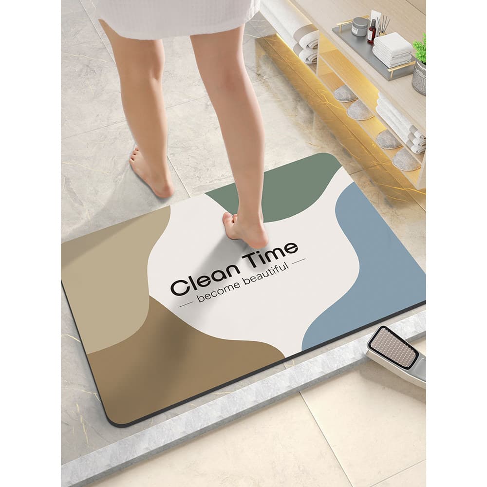 Tapete antiderrapante para banheiro, tapete absorvente de diatomáceas, secagem rápida, forte absorvente, macio, chuveiro