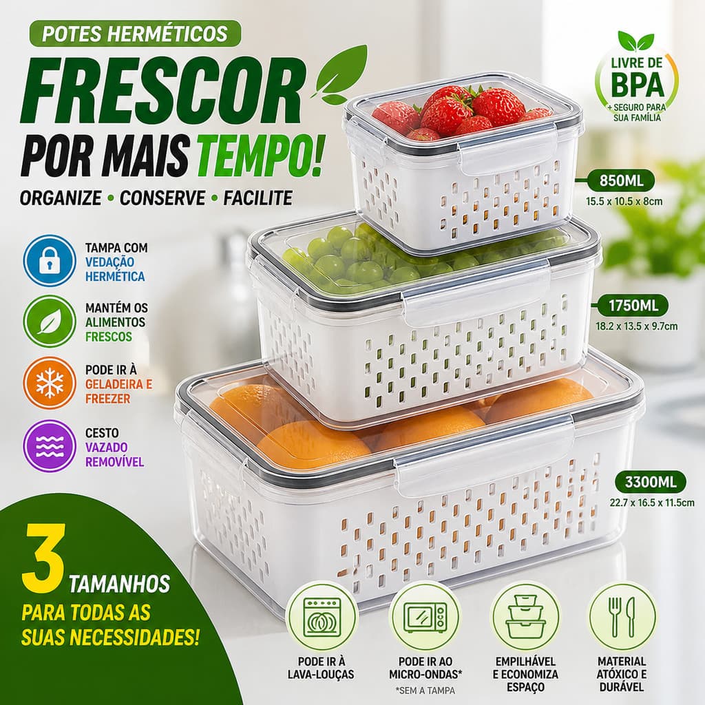Equipamento De Armazenamento De Geladeira Foodstuffs Com Cesta De Pacotes De Recipientes De Frutas E Vegetais Selados