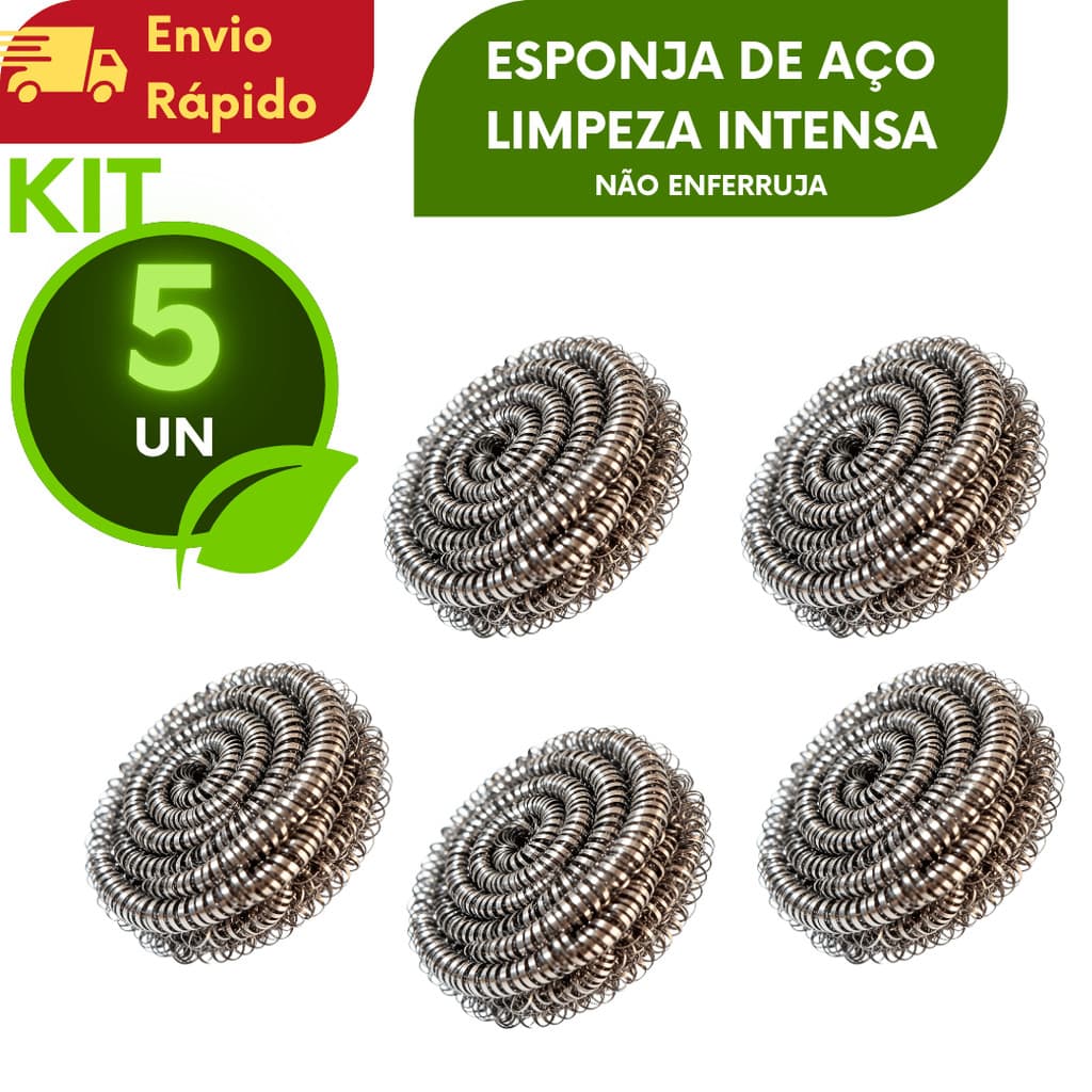 5 UNIDADES Esponja De Aço Limpeza Pesada Não Enferruja Para Casa ou Uso Profissional esponja magica