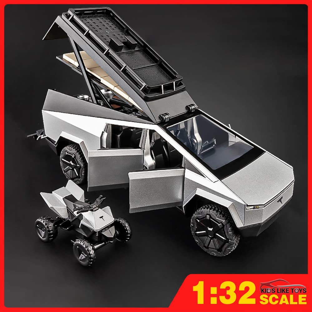 KLT 1 : 32 Tesla Cybertruck Captador Touring RV Diecast Modelo Carro Liga Carros Brinquedos Coleção Presente Para Crianç