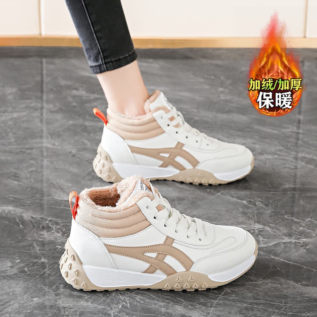 Pisando na merda sentir mulheres grávidas sapatos de algodão feminino 2026 inverno velo quente sapatos brancos tênis de