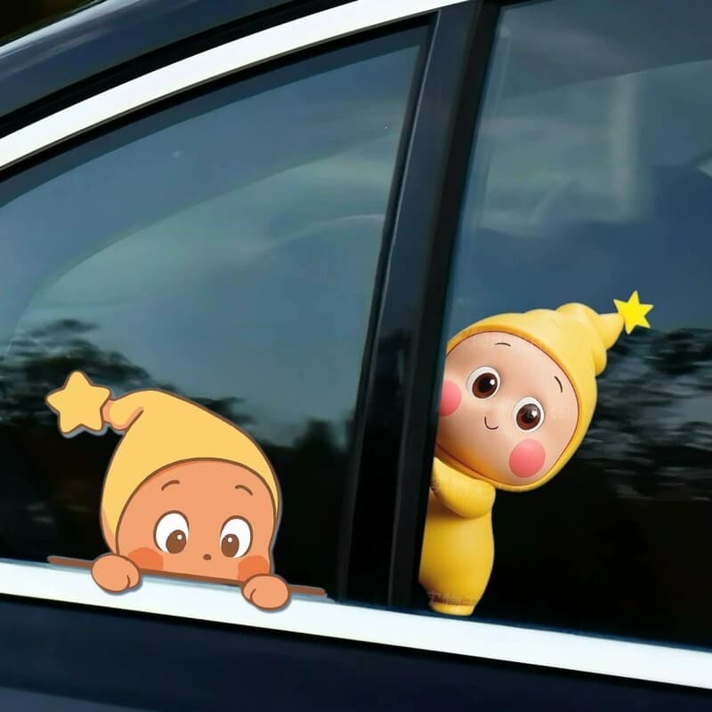 [V-KOL] Adesivos de carro criativos com sonda fofa Starman para janela deitada Somos todas as estrelas Adesivos de bloqu