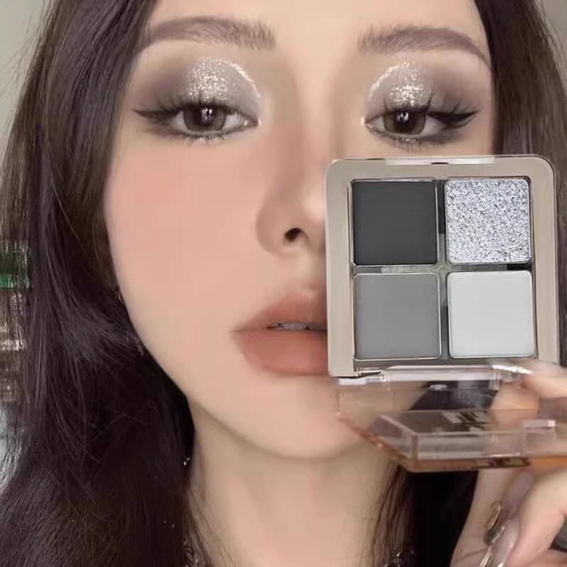 Atmosfera fumada maquiagem de olho de gato ~ paleta de sombras de renda de quatro cores dez mil flores série menina quen