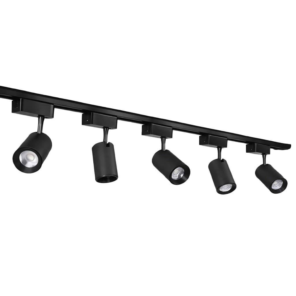 kit Trilho Eletrificado de 1m + 5 Spots 7w 10w led Preto Luz Branco 6500k/Neutro 4000k/Amarelo 3000k