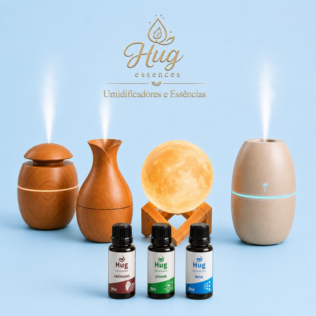 Umidificador de Ar + Essências Premium  Vaporizador Premium de Ambiente Essências Difusor De Ar