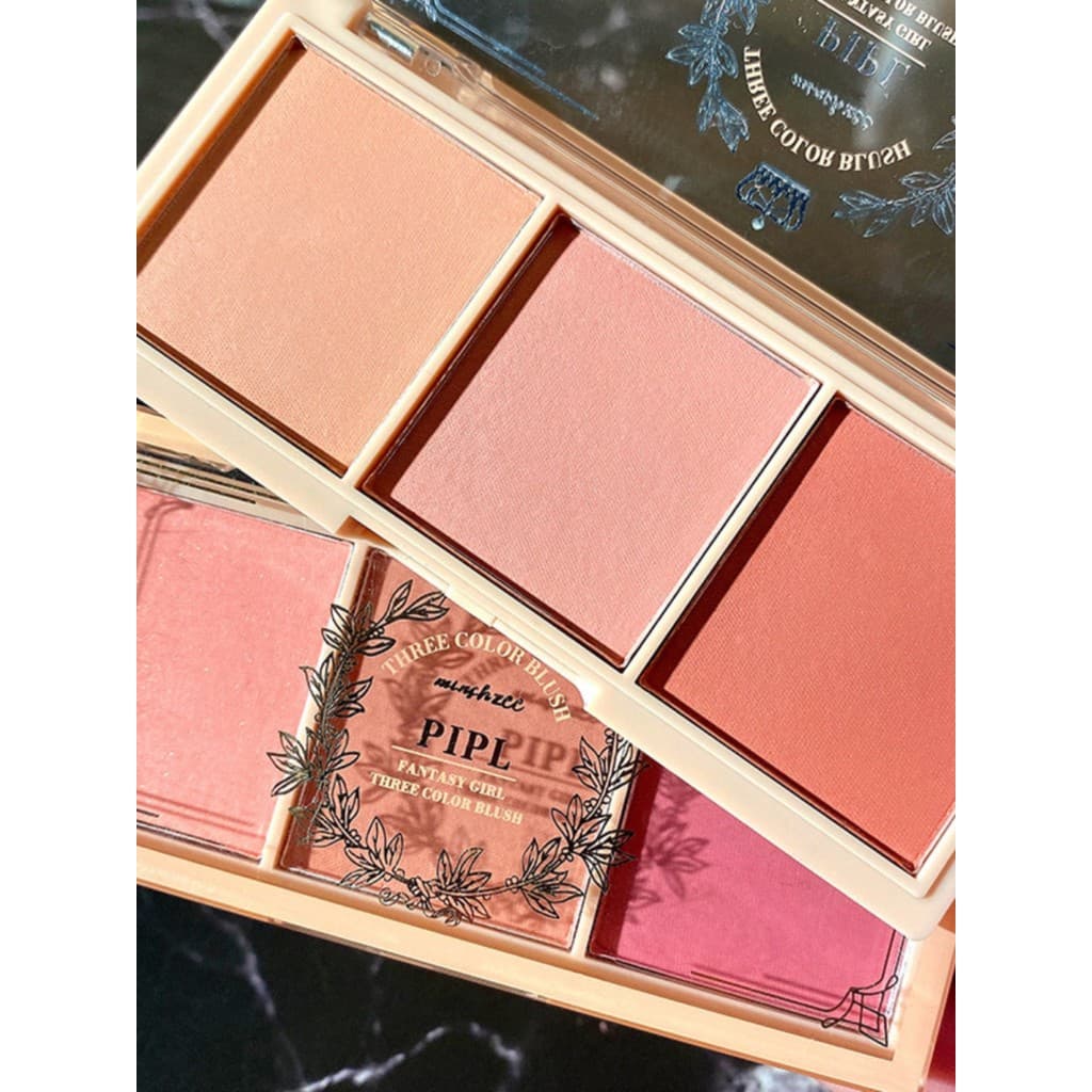 Paleta de blush Tricolor para chá da tarde, cor de expansão fosca, alto brilho, capacidade de reparo, blush três em um,